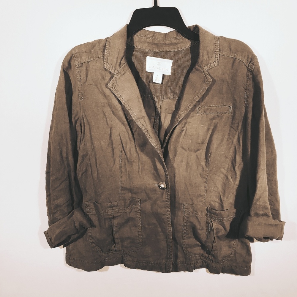 ❤️Caslon linen olive green utility jacket
